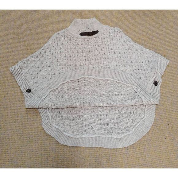 Isabel london womens medium cream beige wool blend hi neck poncho sweater - Picture 2 of 6